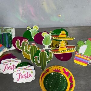Fiesta Party Decorations Set - Green, Yellow, Pink
